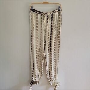 Wild Poppy Knotted Split Thigh Tie Ankle Hem Pants Tie Dye Beach Cover-Up Resort